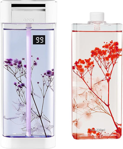 Smart Home Fragrance Diffuser - Waterless Aromatherapy Essential Oil Diffuser & Cordless Air Freshener for Home, Office, Bedroom, Bathroom | 4 Timer Modes, 2 Oils & Preserved Flowers Included