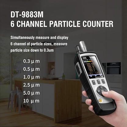 CEM T.ax Included DT-9883M cleanroom Particle Counter PM2.5/10 HCHO CO2 TVOC Air Particle (0.3,0.5,1.0,2.5,5.0,10μm Supports Photos and Camera