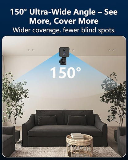 Mini Camera, 4K Small Camera Wireless with 940nm Night Vision, Low Power – Up to 50 Days of Use, 30-Day Cloud Storage Trial + Local Storage, No Monthly Fee(Black)