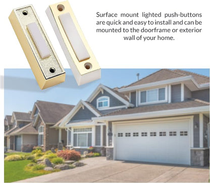 Newhouse Hardware Electric 2-Tone Door Bell Chime Kit with 16V 10VA Transformer and Lighted Doorbell Push Buttons CKIT1, Doorbell Button, Transformer, and Doorbell Chime Replacement