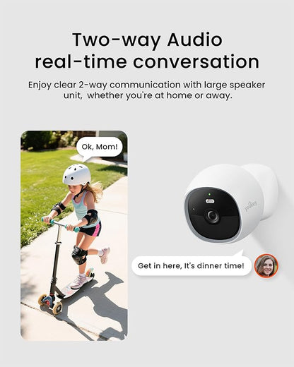 youkey S320 Magnetic Wire-Free Camera 2.5K QHD Security Camera with Dual Band WiFi 6, Built-in 8GB Storage, Color Night Vision, AI Human Pet Detection, IP65, No Monthly Fees