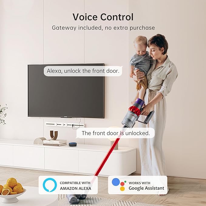 WiFi Smart Door Lock：Hornbill keyless Entry Door Lock with Handle,Fingerprint Smart Lock with 2 Knobs, Alexa Bluetooth Remote APP Control,Auto Locking for Home Hotel,Satin Nickel