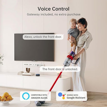 WiFi Smart Door Lock：Hornbill keyless Entry Door Lock with Handle,Fingerprint Smart Lock with 2 Knobs, Alexa Bluetooth Remote APP Control,Auto Locking for Home Hotel,Satin Nickel