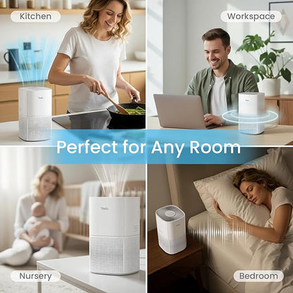 YADU True H13 HEPA Air Purifier for Bedroom, Small Quiet Air Purifier for Home with 360° Surround Intake, Smart APP Control, 200 sq.ft, 3-Stage Filtration System