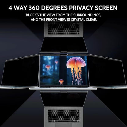 Peslv Magnetic 360° Privacy Screen for Macbook Air 13 Inch (2018-2021, M1), Removable Matte Anti Glare Blue Light Protector 4 Way Private Security Filter for 13.3" Mac Laptop Computer