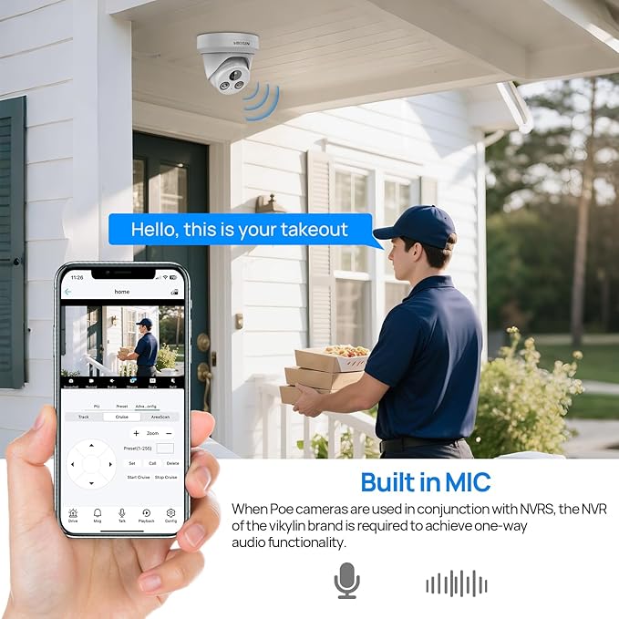 VIKYLIN 4K 8MP PoE IP Camera Outdoor, Smart Dual Light with AI Color Night Vision, Human/Vehicle Detection, 2.8mm Lens Wide Angle, Full Metal Housing, Built-in Mic, 120dB WDR, IP67NDAA Compliant