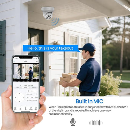 VIKYLIN 4K 8MP PoE IP Camera Outdoor, Smart Dual Light with AI Color Night Vision, Human/Vehicle Detection, 2.8mm Lens Wide Angle, Full Metal Housing, Built-in Mic, 120dB WDR, IP67NDAA Compliant