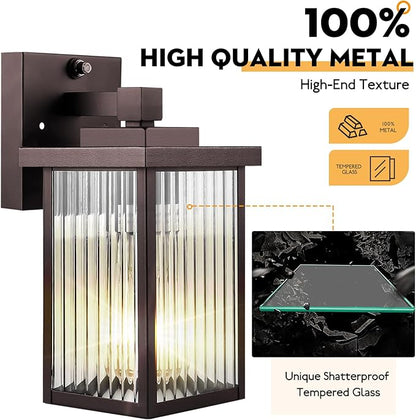 Outdoor Wall Lights for House Exterior, Dusk to Dawn Porch Lights Outdoor, Waterproof Matte Black Front Door Light Fixture & Garage Lighting with Wall Mount Sconce(Oil-Rubbed Bronze)