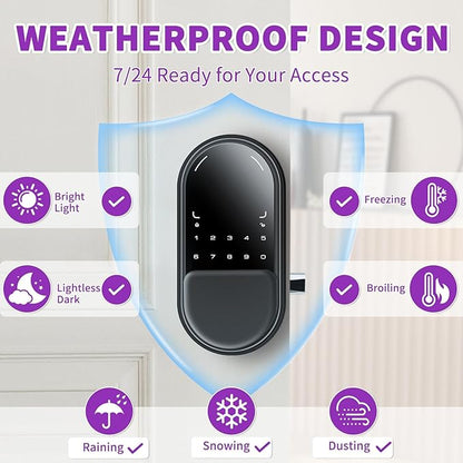 Venotech Palm Vein Smart Lock, 2-in-1 Doorbell Keyless Entry Door Lock with Code Passcode, IP55 Waterproof, Auto Lock, Upgraded Rechargeable Battery, Front Door Smart Lock for Home, Office,