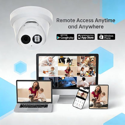 DS-2CD2383G2-I, 4K 8MP AcuSense IP Camera PoE Turret Dome Camera IP67 Outdoor, 120dB True WDR, 4mm Wide Angle Lens, IK10, H.265+, English Version, Human and Vehicle Detection, Work with iVMS-4200
