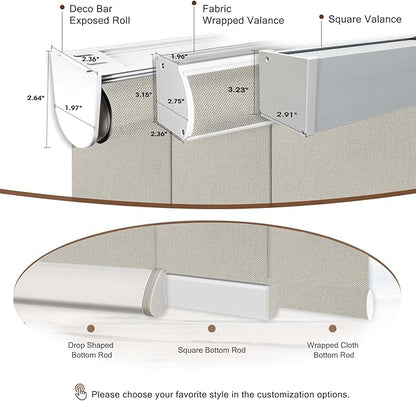 Motorized Blinds Roller Shade with Remote: Canisteo Automatic Smart Blind for Windows 100% Blackout, Electric Blinds Compatible with Alexa/Google Home/Apple Homekit, Customized Size, Neat Cream