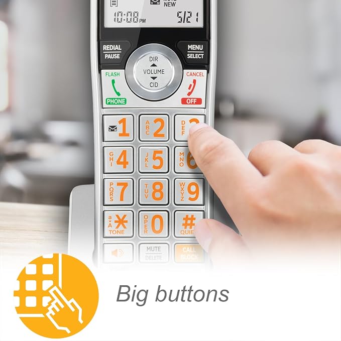 AT&T CL84307 Dect 6.0 Expandable Corded/Cordless Phone with Smart Call Blocker, Silver/Black with 3 Handsets (Pack of 2)