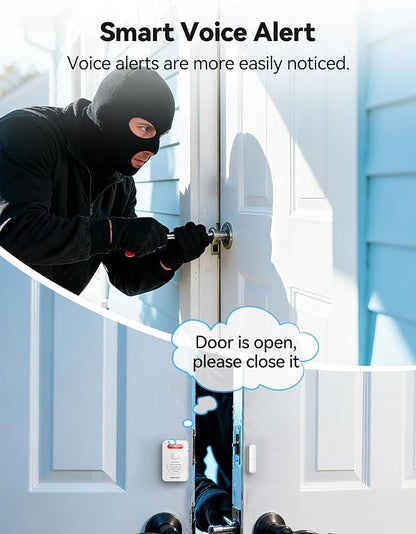TECKNET Door Alarms for Kids Safety, Door Alarms When Opened, Window Alarm with Smart Voice Alert, 4-Level Adjustable Volume, Refrigerator Sensor Pool Alarm for Home Security、Fridge、Garage and Window