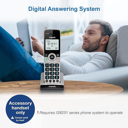 VTech IS8201 Additional Handset for IS8251 Business Grade Cordless Phone Series, Perfect for Home Office, Smart Call Blocking, Answering System, Bluetooth Connect to Cell