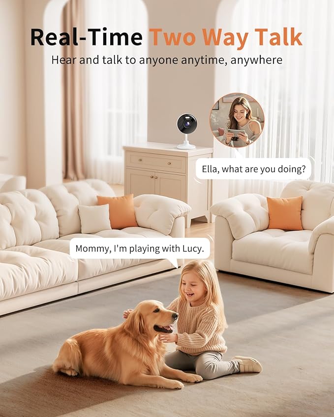 2K Cameras for Home Security, 5G & 2.4G WiFi Security Camera Indoor Outdoor for Baby Pet Dog Cat Nanny, 2-Way Audio, Color Night Vision, Siren, 24/7 Local Recording, IP65, Work with Alexa, K07-4P