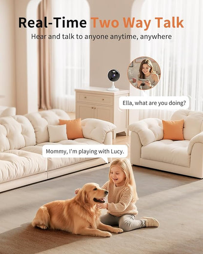 2K Cameras for Home Security, 5G & 2.4G WiFi Security Camera Indoor Outdoor for Baby Pet Dog Cat Nanny, 2-Way Audio, Color Night Vision, Siren, 24/7 Local Recording, IP65, Work with Alexa, K07-2P
