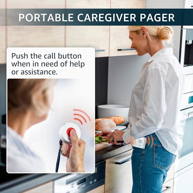 2 Caregiver Pagers & 3 Wireless Nurse Call Buttons for Elderly at Home SOS Alert Seniors Patients