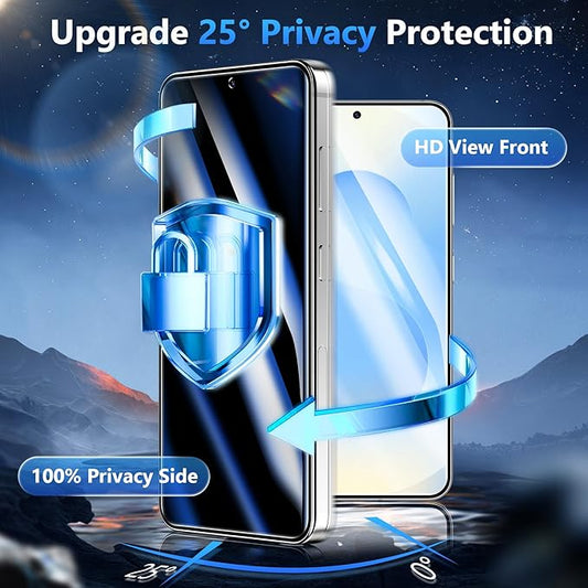 2 Pack for Samsung Galaxy S25 Plus Privacy Screen Protector Tempered Glass, Fingerprint Unlocking, 25° Anti Spy, Full Coverage, Case Friendly, Easy Installation, Compatible with Galaxy S25+