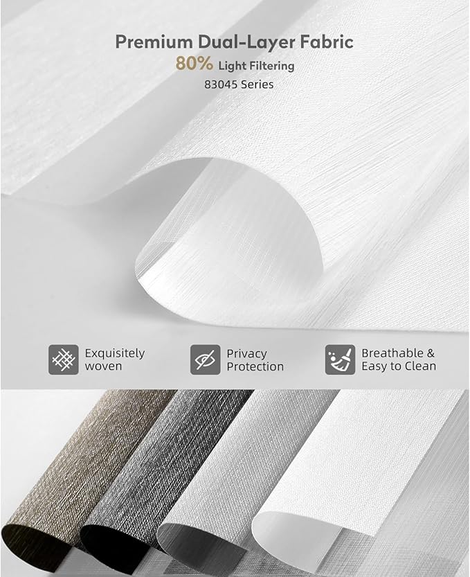 ACMEART Motorized Zebra Blinds,Smart APP & Remote Control Light Filtering Zebra Shades,Compatible with Alexa,Custom Size Electric Window Blinds for Home Office (Luxury Pure White)