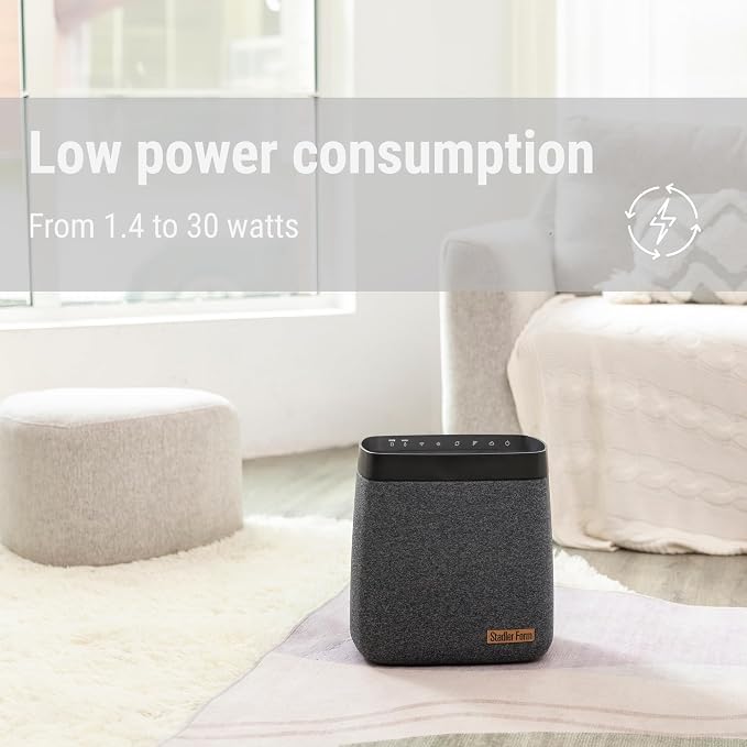 Stadler Form humidifier Karl, powerful evaporator for rooms up to 1076 sq. ft., quiet, can be controlled with Wi-Fi via app, textile cover, 4 humidification levels, black