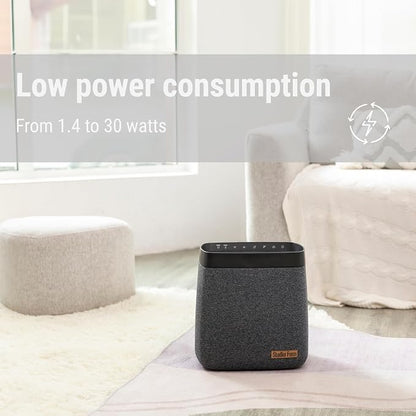 Stadler Form humidifier Karl, powerful evaporator for rooms up to 1076 sq. ft., quiet, can be controlled with Wi-Fi via app, textile cover, 4 humidification levels, black
