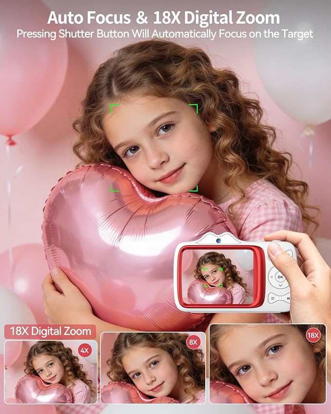 Digital Camera,4K 64MP Autofocus Vlogging Camera with Dual Lens,18X Zoom/WiFi/32GB Card/,Point and Shoot Cameras for Boys Girls Gifts (XJ700-White)