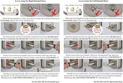 Smart Door Lock, Keyless Entry Door Lock, SCYAN X2 Handle Lock with Touchscreen Keypad Access, Auto Locking, for Home, Airbnb Rental House, Satin Nickel