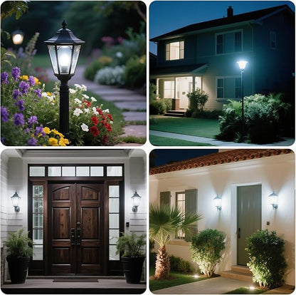 Dusk to Dawn LED Outdoor Light Bulb, 75 Watt Equivalent, 9W 1100 Lumens, 5000K Daylight LED Light Bulbs, E26 Base, Automatic On/Off Sensor Light Bulb for Porch, Hallway, Garage, ETL Listed, 4-Pack