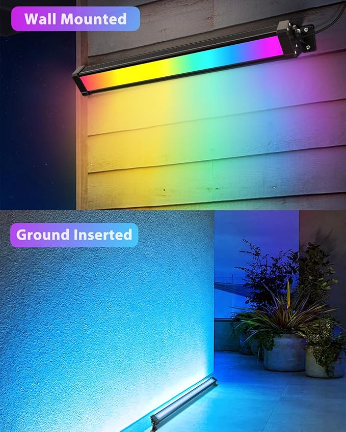 MEIKEE 25W RGBW LED Wall Washer Light, RGB Color Changing LED Strip Lights with Plug, IP66 Waterproof Outdoor RGBW Wall Strip Light Bar Outdoor Lighting for Christmas Halloween Stage 1 Pack