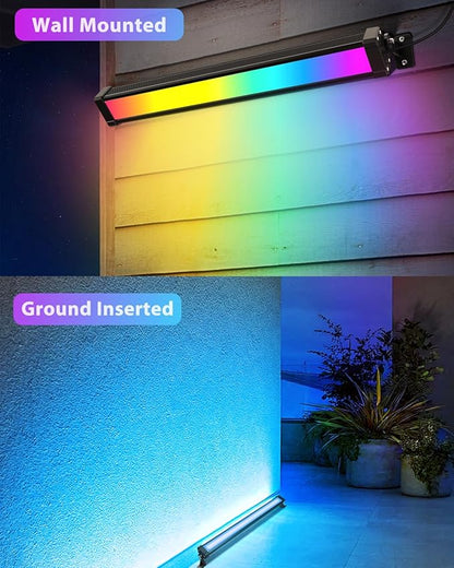 MEIKEE 25W RGB Wall Wash Lights, RGBW Color Changing Washer Strip Lights Outdoor, IP66 Waterproof LED Stage Light Bar for Christmas Halloween Party Landscape (4 Pack)