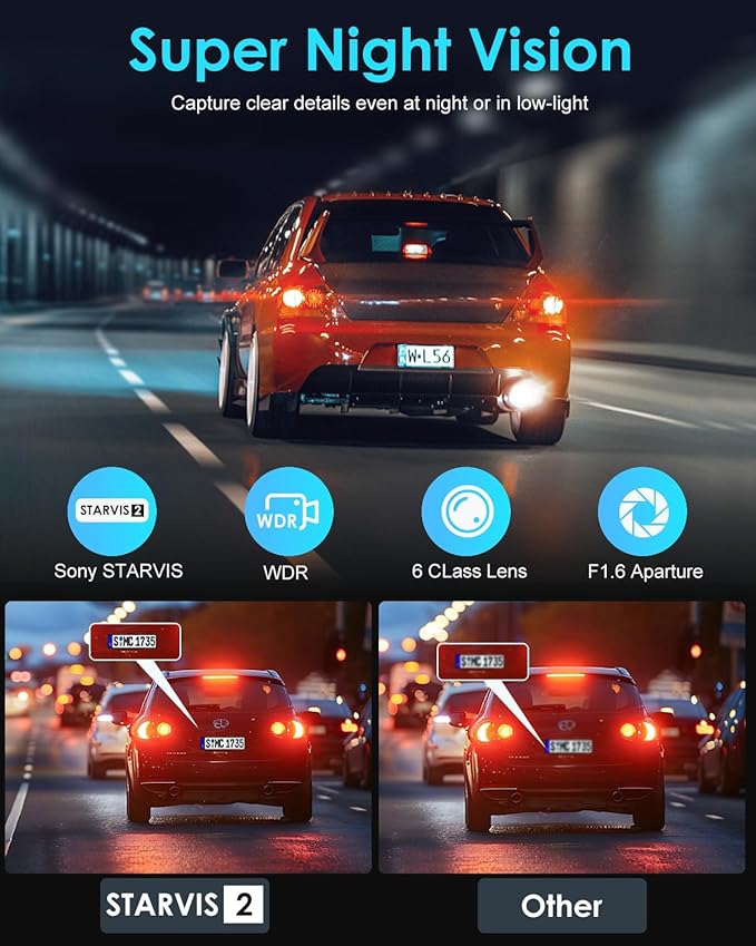 ORSKEY 4K Dash Cam Front and Rear, STARVIS 2 Sensor, 64GB SD Card Included,4K 2160P/FHD Car Dash Cam,Dash Camera for Cars with 5GHz Wi-Fi GPS, 2.45" IPS, WDR Night Vision, 24H Parking Mode