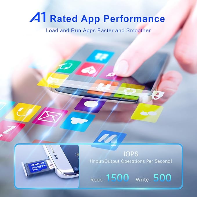 Vansuny Micro SD Card 128GB 5 Pack microSDXC Memory Cards with SD Adapter A1 App Performance V30 4K Video Recording C10 U3 Micro SD for Phone, Security Camera, Dash Cam, Action Camera
