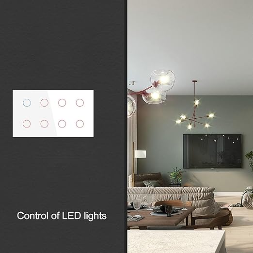 Smart Light Switch 8 Gang Panel Compatible AC100-240V Smart Home Automation