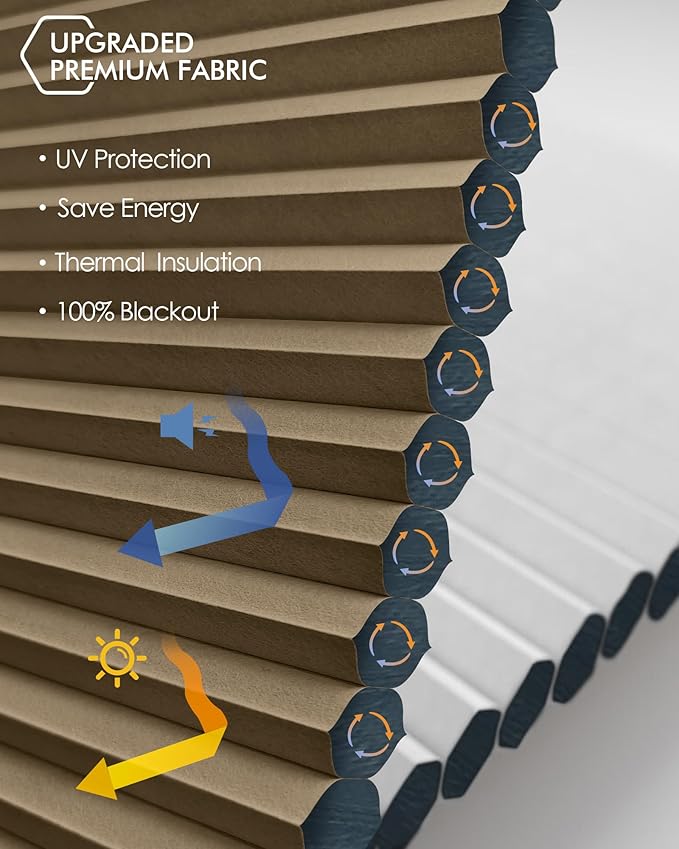 Yoolax Motorized Cellular Shades, Smart Skylight Shades Compatible with Alexa Google, Automatic Cordless Honeycomb Blinds with Remote for Roof Inclined Plane Room (Blackout Coffee)