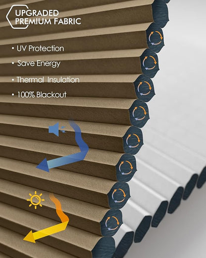 Yoolax Motorized Cellular Shades, Smart Skylight Shades Compatible with Alexa Google, Automatic Cordless Honeycomb Blinds with Remote for Roof Inclined Plane Room (Blackout Coffee)