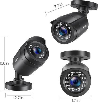 ZOSI 1080P 4 Pack HD TVI Security Cameras, 80ft Night Vision, Outdoor Indoor Weatherproof Bullet Camera for 1080P/5MP/4K HD TVI Analog CCTV DVR System