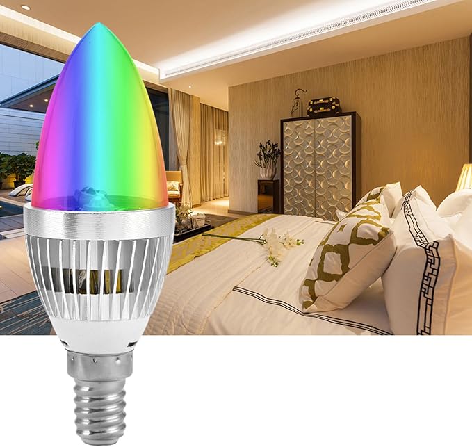 Cocoarm RGB Candle Light, E14 Led Bulb Color Changing Smart Bulb with Remote Control for Mood Lighting Corridors, Hotels, Bar, Cafe (E14 Transparent Cover)