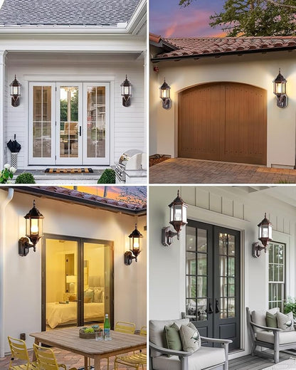 Redluck Motion Sensor Outdoor Lights, 16 inch Dusk to Dawn Outside Porch Lights, Waterproof Anti-Rust Aluminum Outdoor Wall Lights for House, Garage, Front Door, Antique Black and Bronze Gold