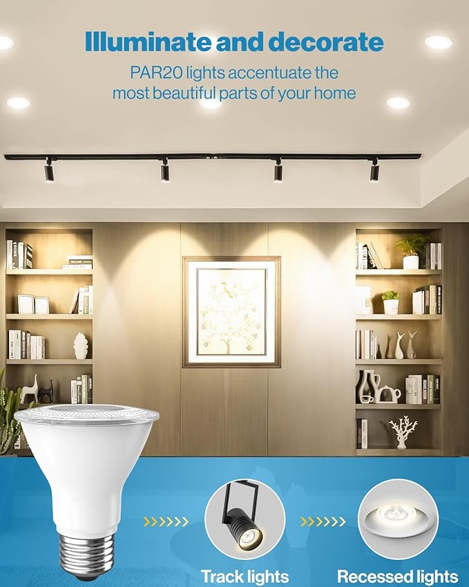 Sunco 30 Pack PAR20 LED Bulbs, Flood Light Bulb Outdoor, 500 LM, 7W (50W Equivalent), 2700K Soft White, E26 Medium Base, Dimmable, Track Lighting for Indoor/Outdoor Use, Wet Rated UL.