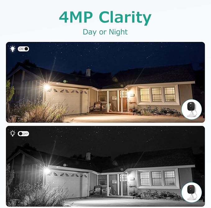 4MP Outdoor Security Camera, 2.4g/5g Outdoor Cameras for Home Security Indoor,House Cameras with Audio and Video, Plug and Play, Support 128G Card Storage(Not Included)