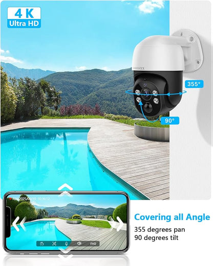 (2026 New) 4K PTZ PoE Wired Security Camera System Outdoor Surveillance | 8CH DVR 2TB HDD, 4 Cameras, Remote Control, No Monthly Fee App, AI Human Detection, Audio Mic, IR Night Vision