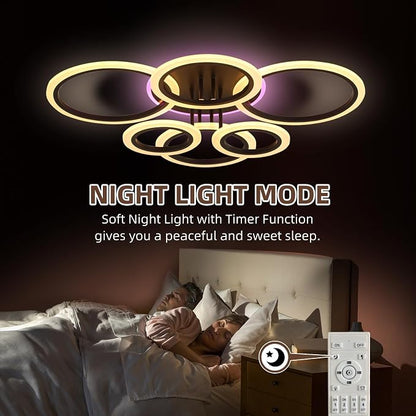 Modern LED Ceiling Light, 70W Dimmable Flush Mount, Black | 4200LM, Adjustable 3000-6000K, Remote Control for Living Room, Dining Room, Kitchen & Hallway