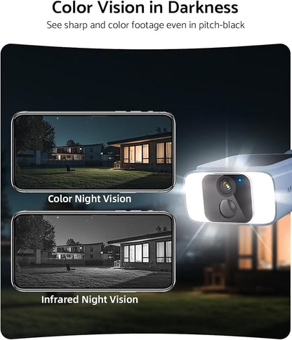 Solar Security Cameras Wireless Outdoor 4MP -2.4G&5G Solar Camera Outdoor Wireless, Cameras for Home Security with Integrated Solar Panel, Color Night Vision
