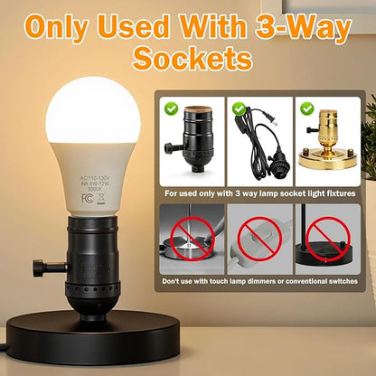 Yochoice 3 Way Light Bulbs 40 70 100 Soft White 3000K, 4-Pack A19 3 Way LED Light Bulbs, 4/8/12W Three Way Light Bulb E26 Medium Base, 3 Way Bulb for Reading, Indoor Living Room Bedroom Office Kitchen