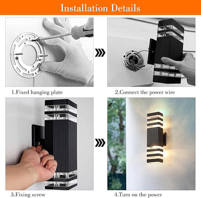 6 Pack Up and Down Wall Lights, 14W IP65 3000K 1100LM Warm White, Aluminum Outdoor Light Fixtures for Porch, Patio, Garage, Waterproof