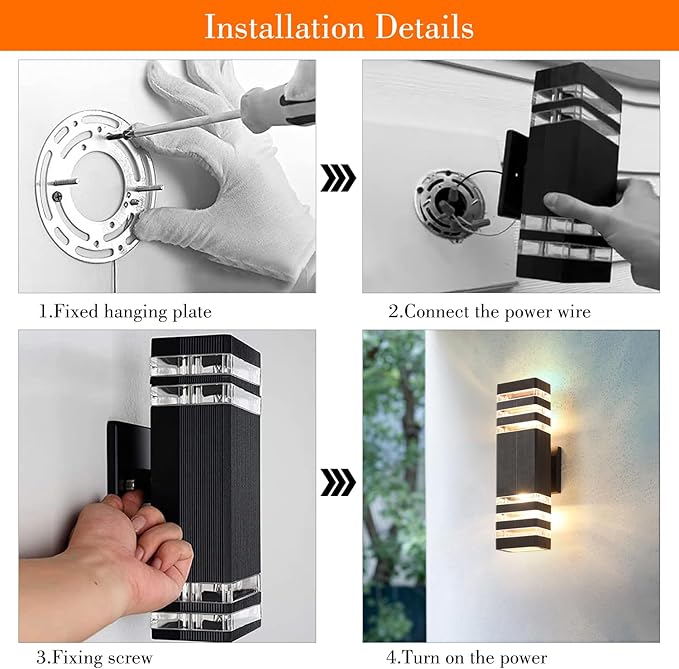 2 Pack LED Up and Down Lights, Outdoor Light Fixture, Exterior Lights for House, GU10 Bulbs 14W IP65 3000K 1200LM Warm White, Square Outdoor Sconce for Front Porch, Patio, Garage