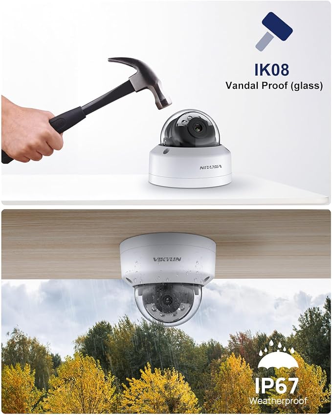 VIKYLIN 5MP IP PoE Vandal Dome Camera, Smart Hybrid Light Color Night Vision, AI Human Vehicle Detection, Outdoor Security Camera with One Way Audio, H265+, Hikconnect/SADP/iVMS4200,