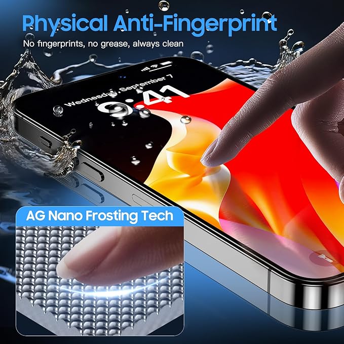 Uyiton for iPhone 14 Pro Max Matte Screen Protector, Anti-Fingerprint [Easy to Install] Anti-Reflection Shatterproof Full Coverage [Case Friendly] Anti-Glare 9H Tempered Glass Screen Cover, 2 Packs