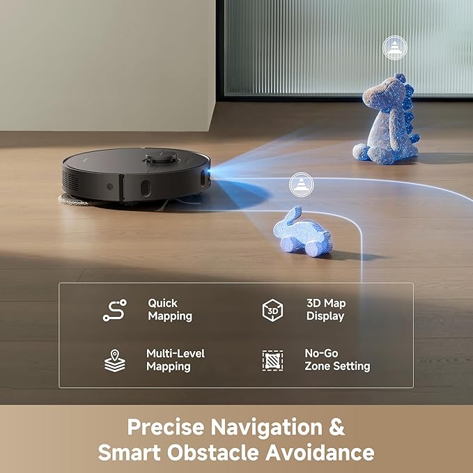 DREAME D30 Ultra Robot Vacuum and Mop, 25,000Pa Powerful Suction, All-in-One Base Station with 100 Days Auto-Empty, MopExtend Tech for Edge Cleaning, Smart Obstacle Avoidance, Black