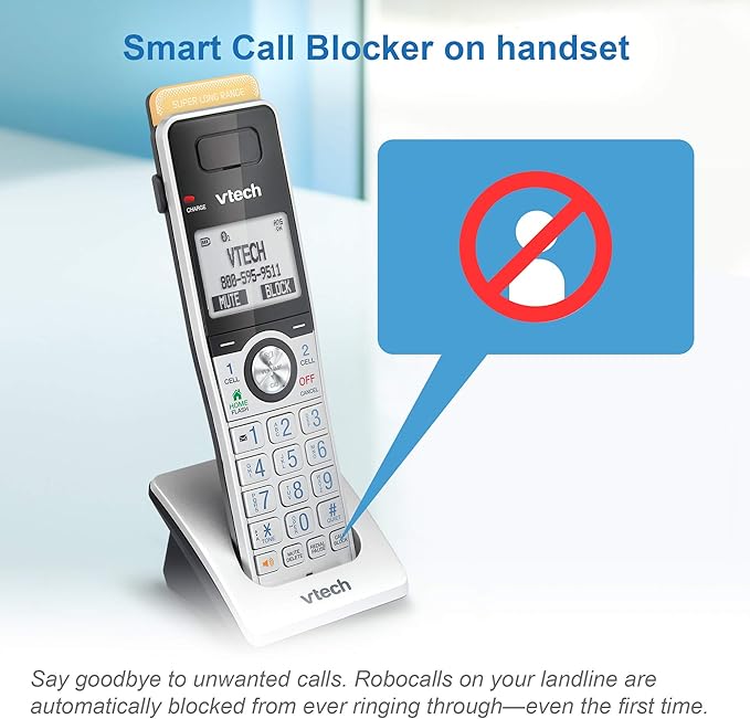 VTech IS8101 Accessory Handset for IS8151 Phones with Super Long Range up to 2300 Feet DECT 6.0, Call Blocking, Connect to Cell, Headset jack, Belt-clip, Power backup, Intercom and Expandable to 12 HS
